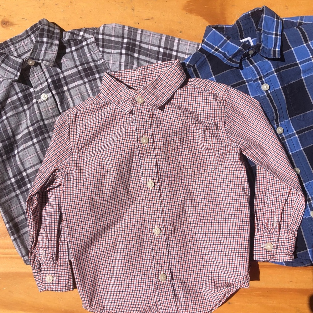 Lot of 3 Janie and Jack long sleeve collared button ups 18-24 months EUC